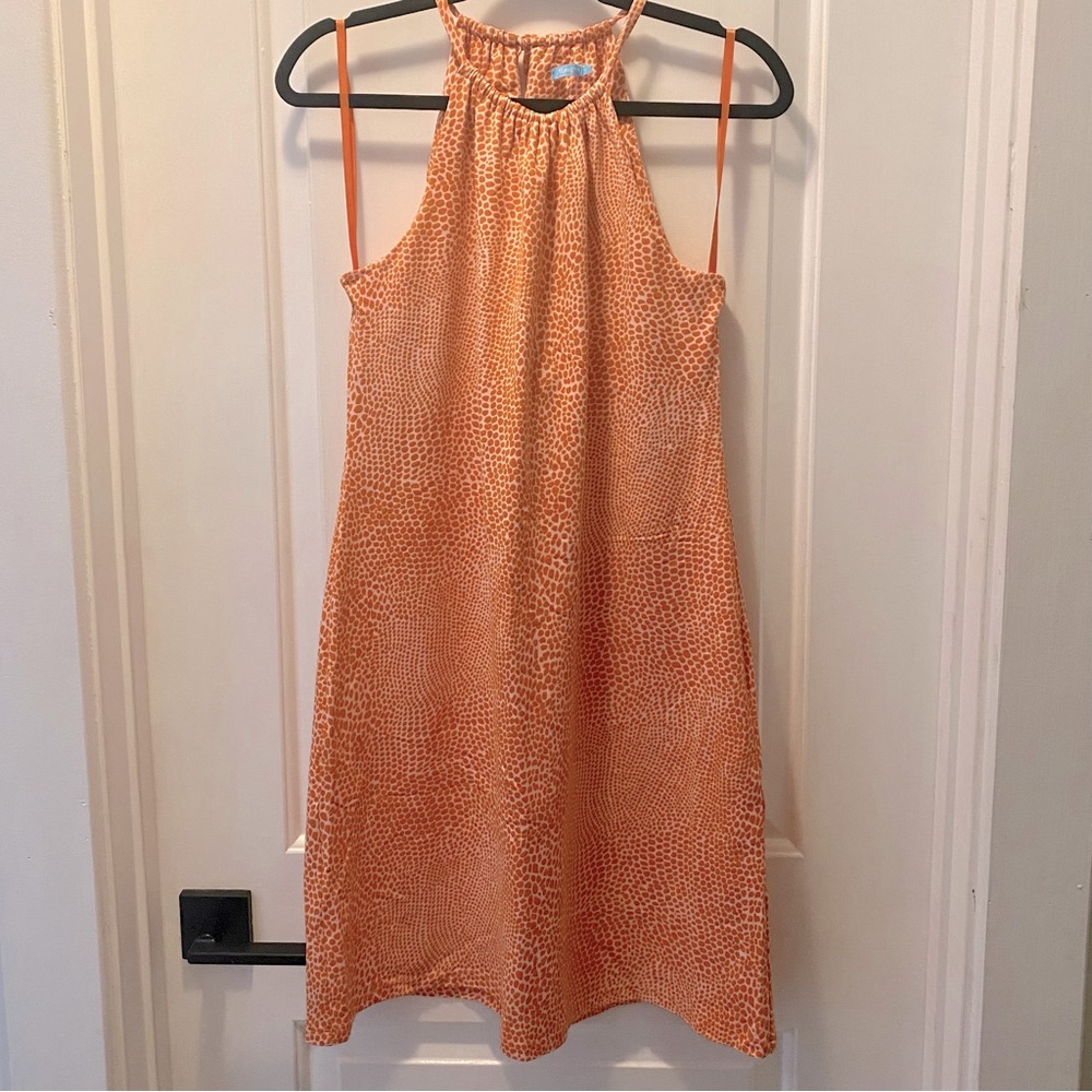 J. McLaughlin Summer Cocktail Halter Dress Catalina Cloth Size M